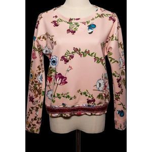 Intrend Pink Floral Sweater Size S Polyester Good Condition